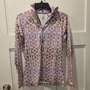 Nike Pro Hyperwarm Dri Fit Half Zip Long Sleeve Top Shirt Sz M Purple Pink Aztec